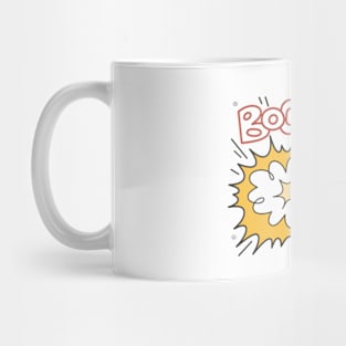 Boom! onomatopoeia, comic sound effect. Mug